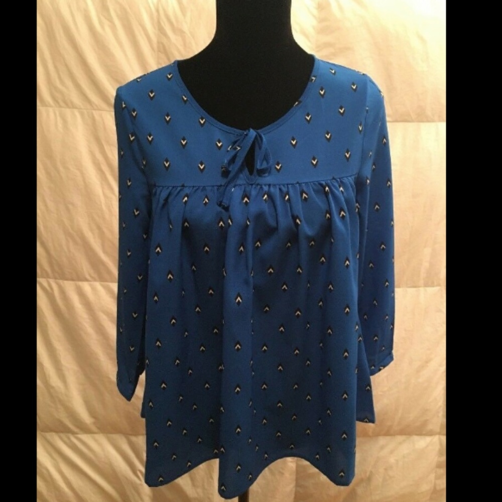 Nordstrom Jack Blue 3/4 Sleeve Top